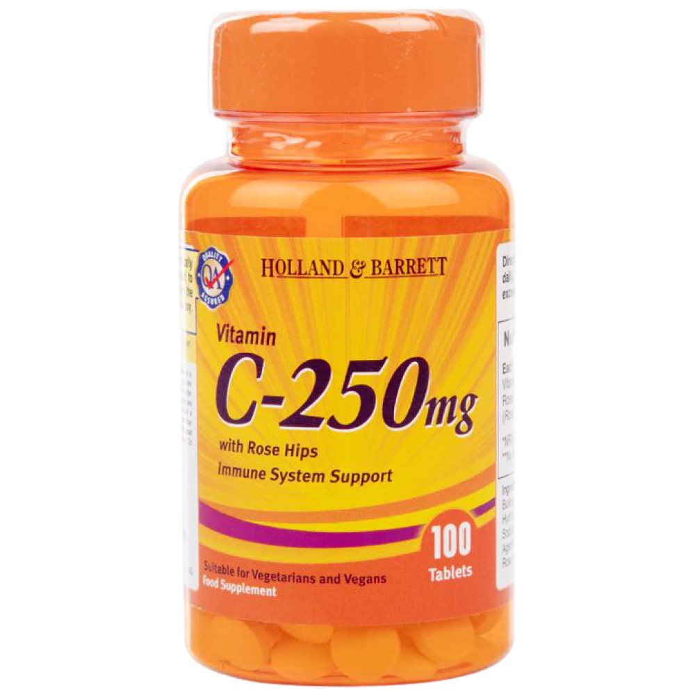 Vitamin C 250 mg | with Rose Hips - 100 Tablets - Nutra Best Europe