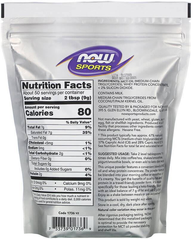 MCT Powder / with Whey Protein / Keto Fuel - 454 grams - Nutra Best Europe