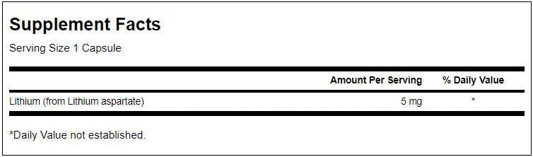 Lithium Aspartate 5 mg 100 capsules - Nutra Best Europe