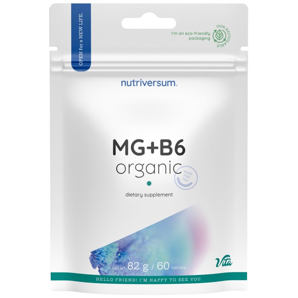 MG + B6 | Organic Magnesium + Vitamin B6 - 60 Tablets - Nutra Best Europe