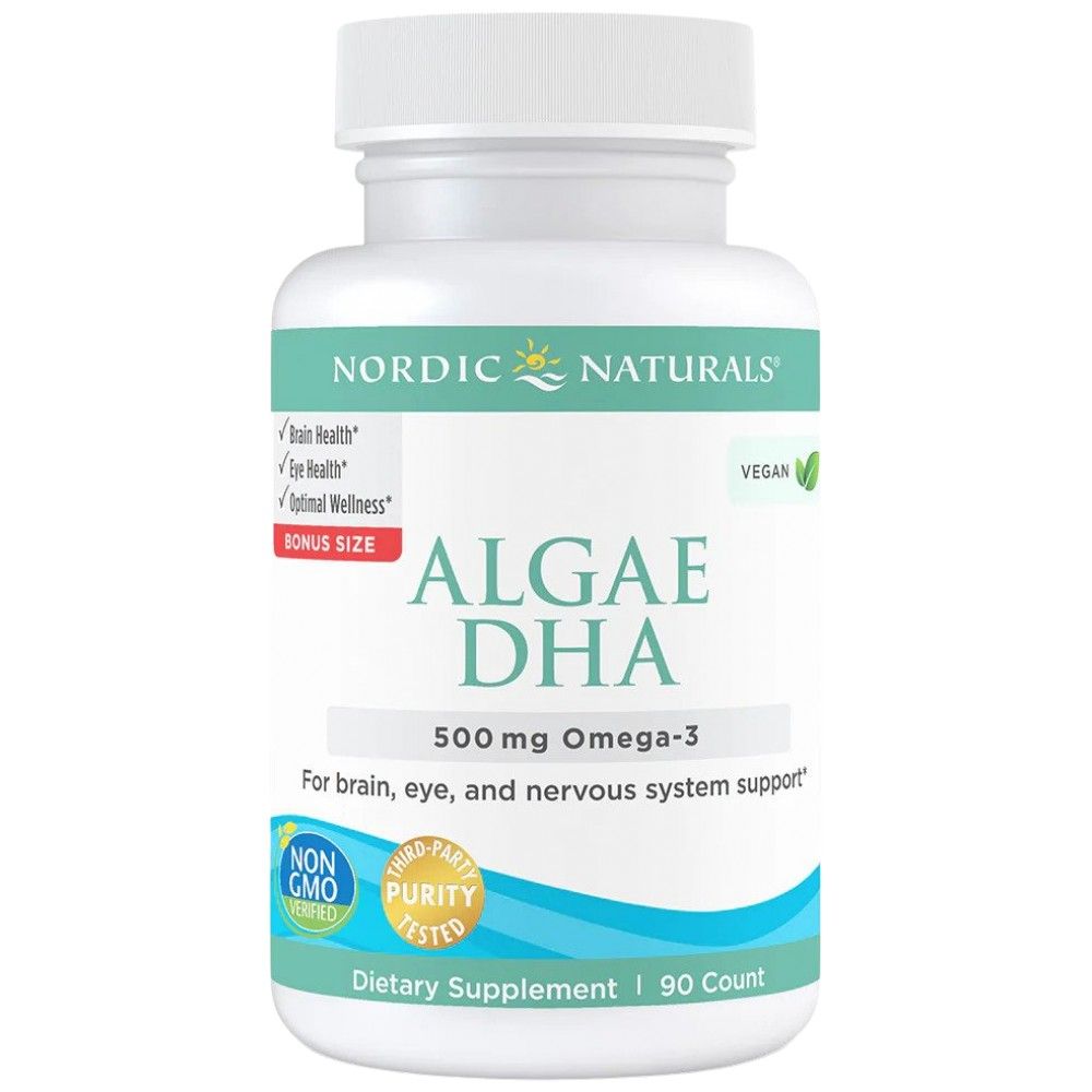 Algae DHA 500 mg - 90 Gel capsules - Nutra Best Europe