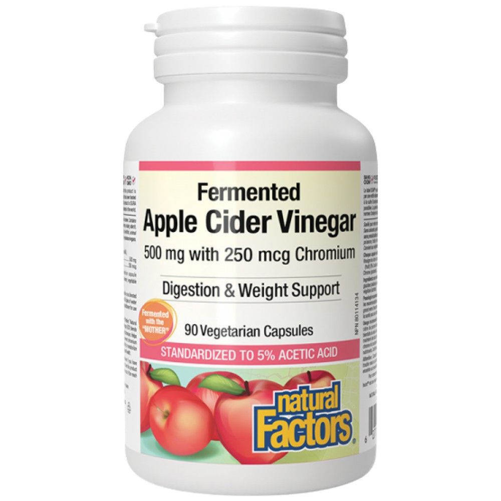 Fermented Apple Cider Vinegar 500 mg | Plus Chromium 250 mcg - 90 capsules - Nutra Best Europe
