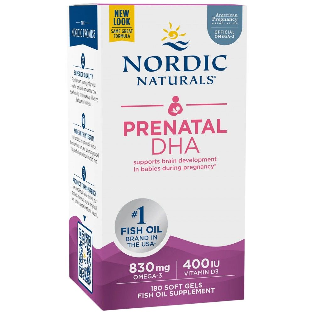 Prenatal DHA 830 mg | With 400 IU D3 - 180 Gel capsules - Nutra Best Europe
