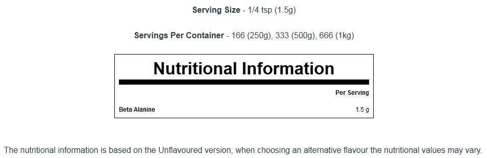 100% béta-alanin aminosav - 250 gramm