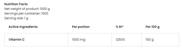 100% C-vitamin por - 500 gramm