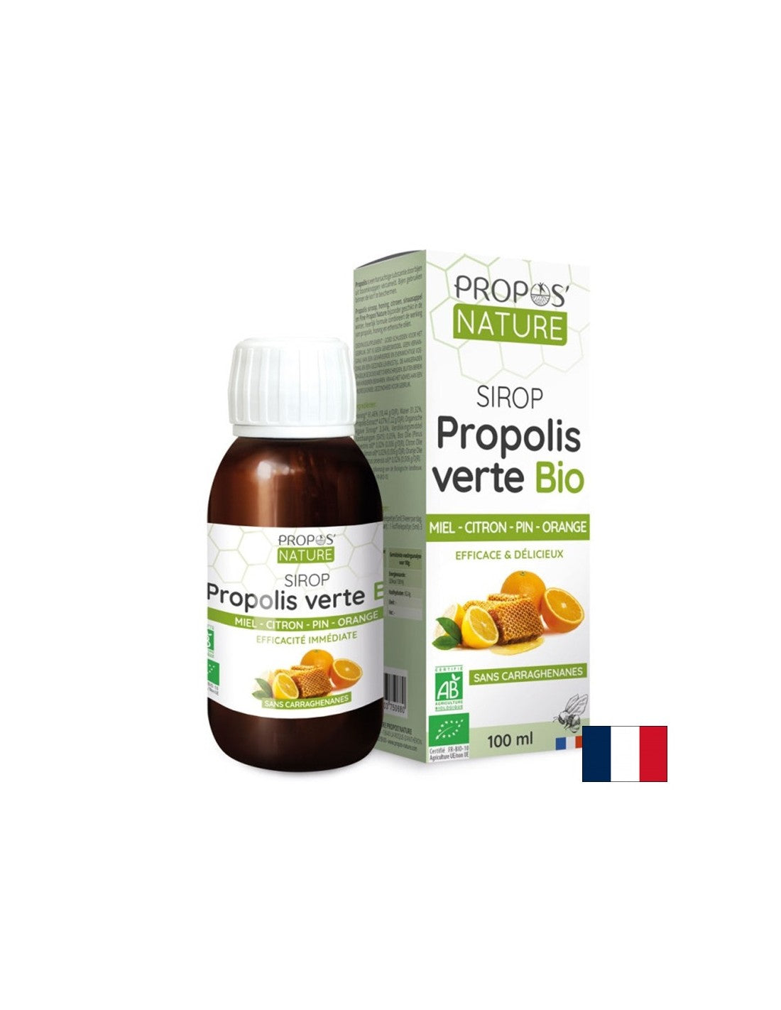 Szirup propolisz kivonattal, mézzel és tengeri fenyő, citrom és narancs illóolajaival, 100 ml