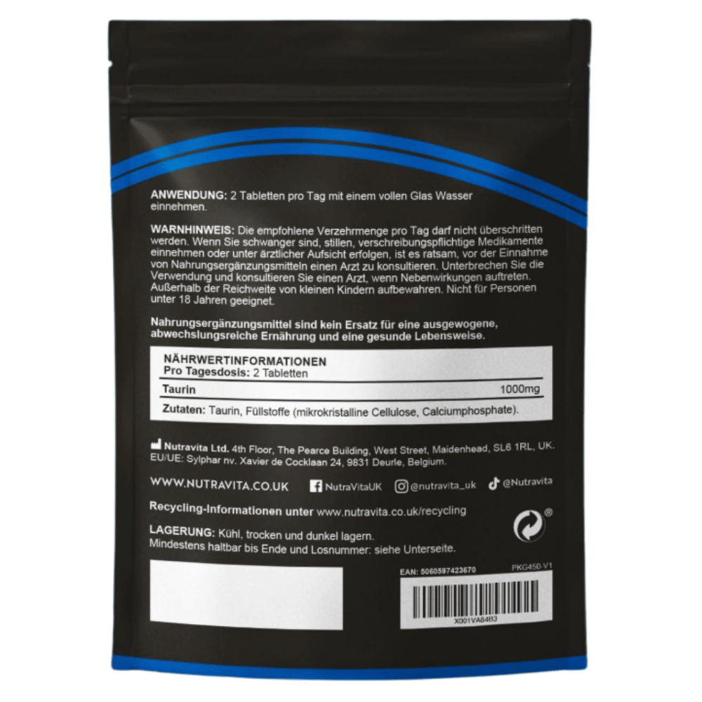 Taurine 1000 mg /180 tablets, 90 days/ - Nutra Best Europe