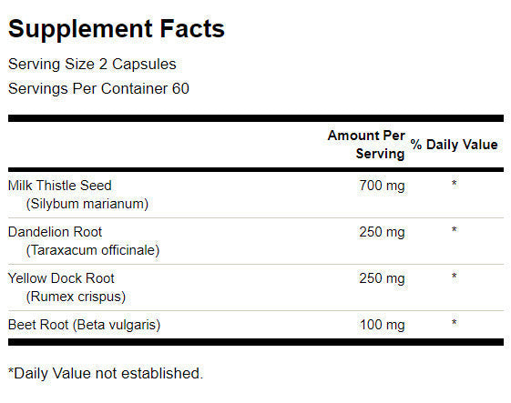 Milk Thistle Dandelion & Yellow Dock - 120 capsules - Nutra Best Europe