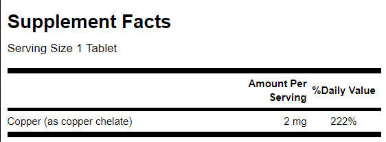 Copper 2 mg - 300 Tablets - Nutra Best Europe