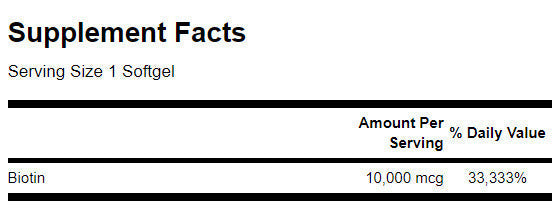 Super Strength Biotin 10,000 mcg - 60 Gel Capsules - Nutra Best Europe