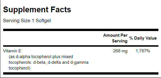 Vitamin E Mixed 400 IU - 250 Gel capsules - Nutra Best Europe