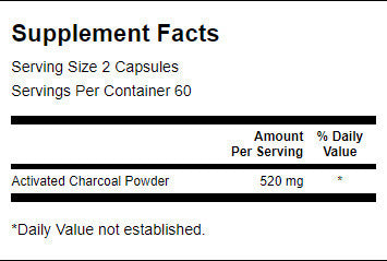 Activated Charcoal 260 mg - 120 capsules - Nutra Best Europe