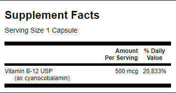 Vitamin B-12 500 mcg - 100 capsules - Nutra Best Europe