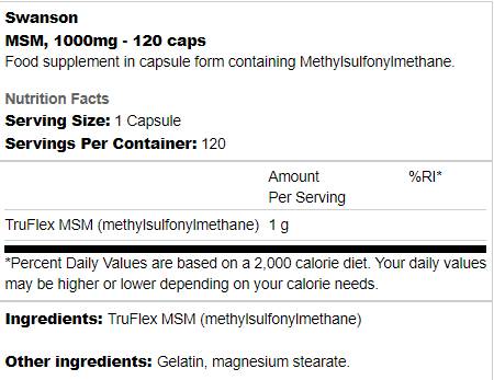 MSM 500 mg 250 capsules - Nutra Best Europe