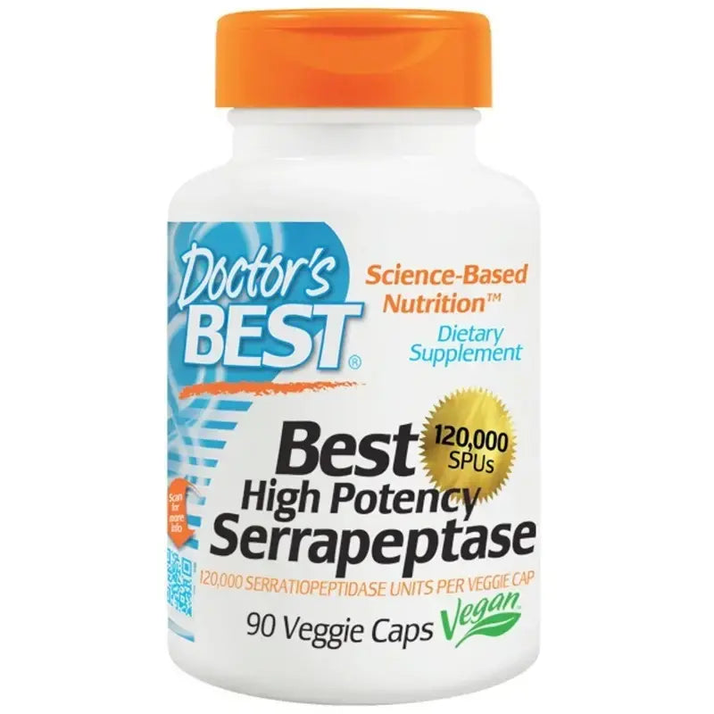 Serrapeptáz, a normál arcüreg- és légzőrendszeri működésért 120 000 x 90 kapszula, <tc>Doctor's Best</tc>