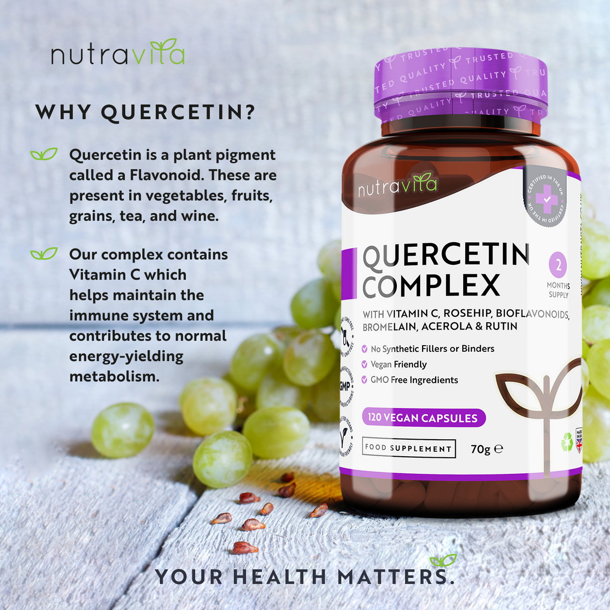 Quercetin Complex with Bromelain 120 VCaps. Nutravita - Nutra Best Europe