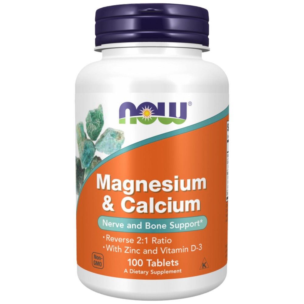 Magnesium & Calcium | with Vitamin D3 & L-OptiZinc - 100 Tablets - Nutra Best Europe