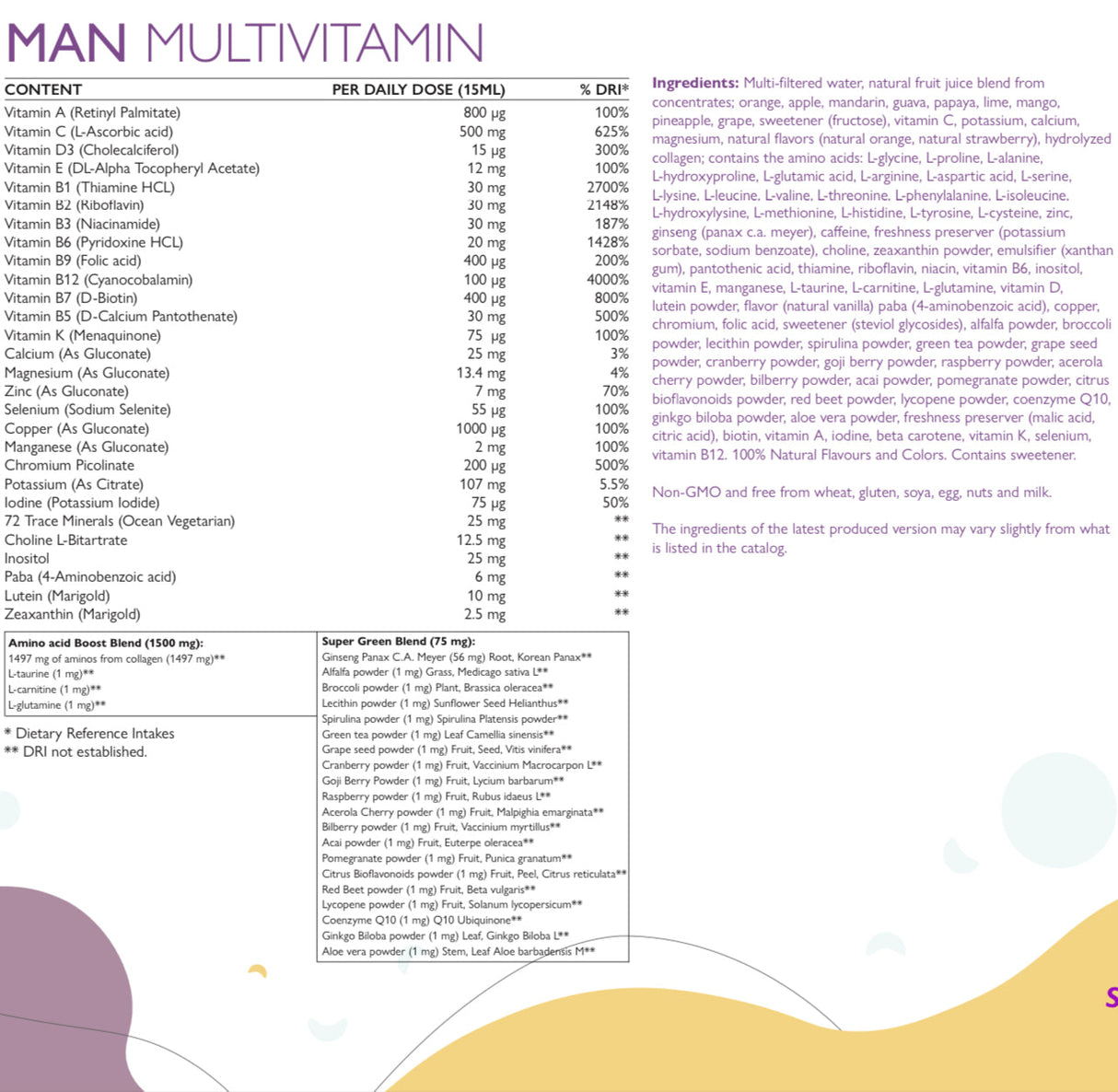 Man multivitamins for men with collagen 1497 mg - 147 active ingredients /500 ml/ - Nutra Best Europe