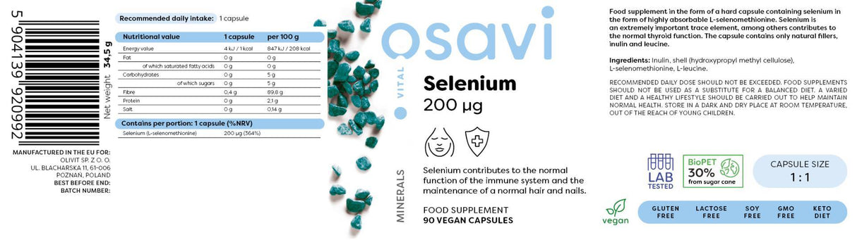 Selenium 200 mcg - 180 capsules - Nutra Best Europe
