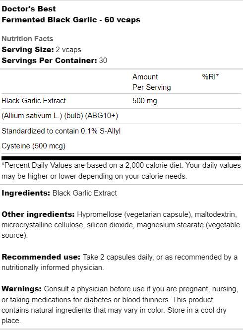 BEST Fermented Black Garlic - 60 capsules - Nutra Best Europe