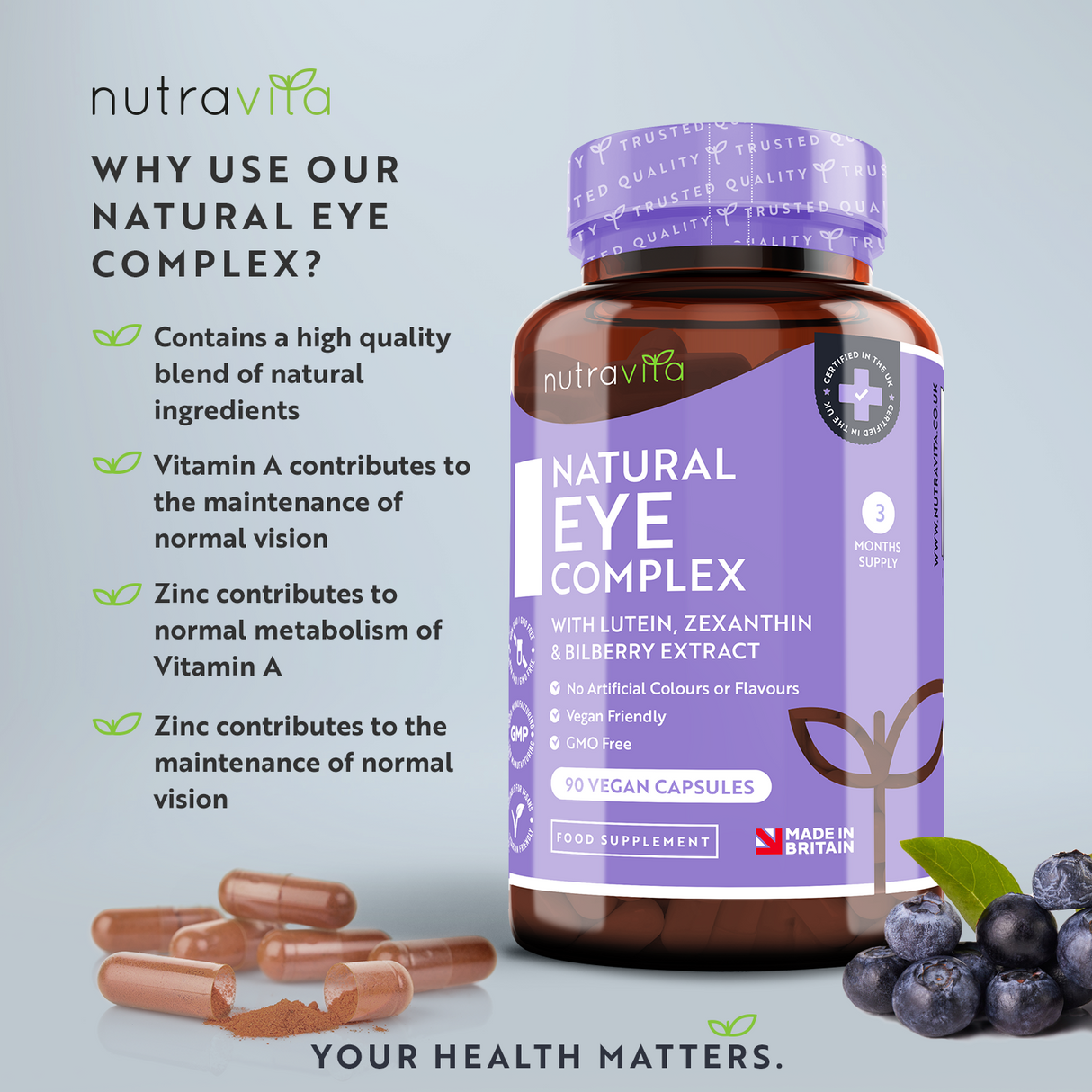 Eye vitamins /natural/ - Natural Eye Complex 90 vegan capsules - Nutra Best Europe