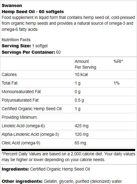 Hemp Seed Oil 1000 mg 60 Gel capsules - Nutra Best Europe