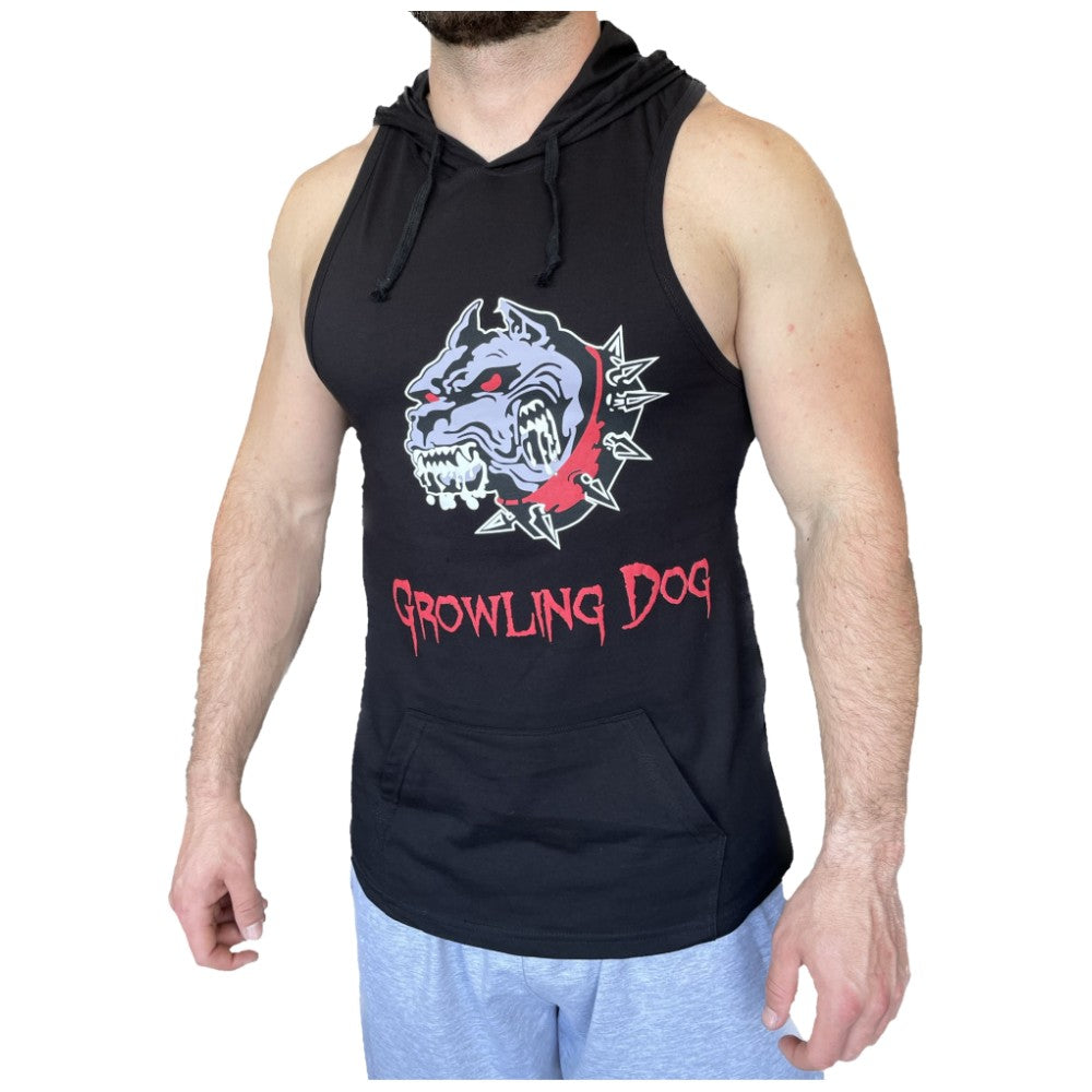 Tank Top Growling Dog with Hoodie - Black / Tank Top Growling Dog with Hoodie - Black - Nutra Best Europe