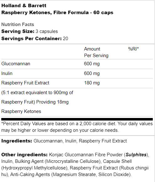 Raspberry Ketones | Fiber Formula - 60 capsules - Nutra Best Europe