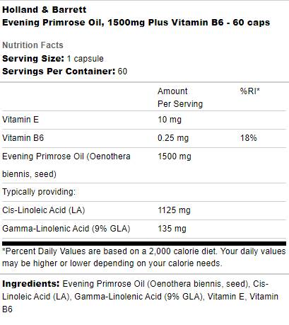 Evening Primrose Oil 1500 mg | Plus Vitamin B6 - 60 capsules - Nutra Best Europe