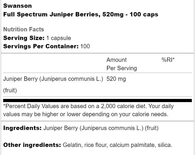 Full Spectrum Juniper Berries 520 mg 60 capsules - Nutra Best Europe