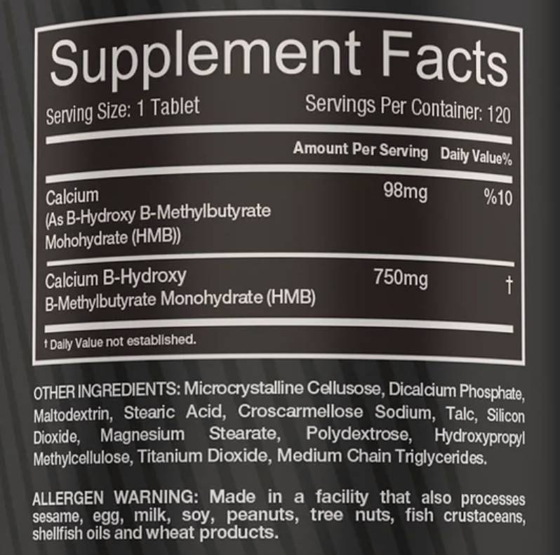 HMB 750 mg 120 Tablets - Nutra Best Europe