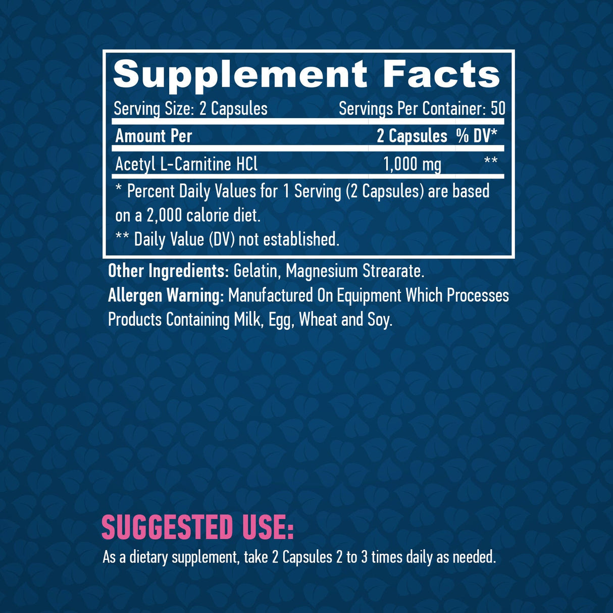 Acetyl L-Carnitine 1000mg / 100 Caps. - Nutra Best Europe