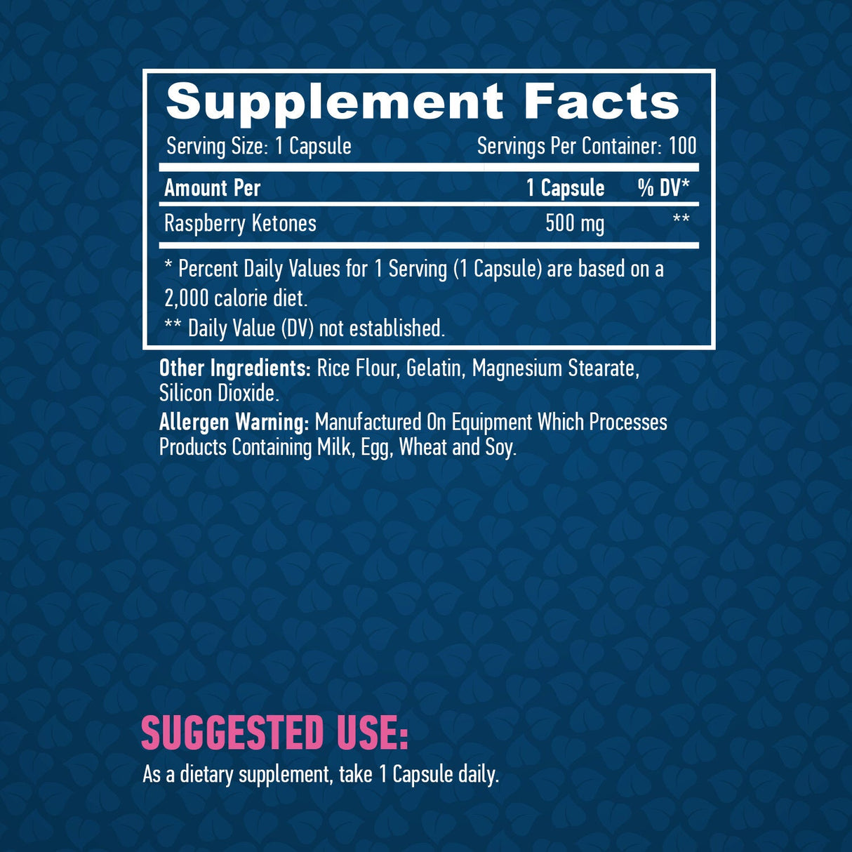 Raspberry Ketones 500mg / 100 Caps. - Nutra Best Europe