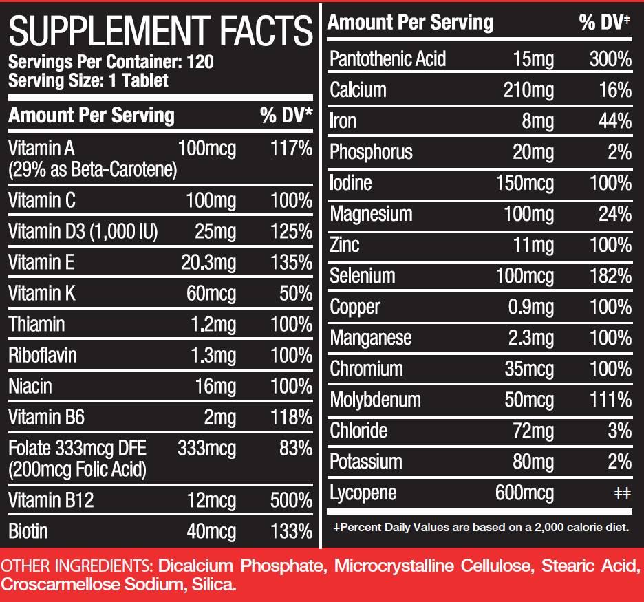 Multivitamin Tablets 120 Tablets - Nutra Best Europe