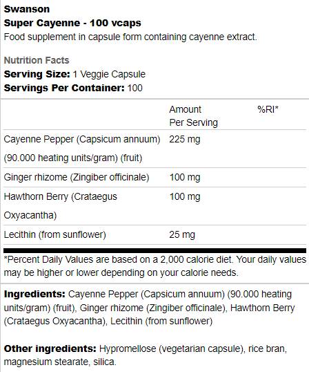 Super Cayenne | With Ginger and Hawthorn 100 capsules - Nutra Best Europe