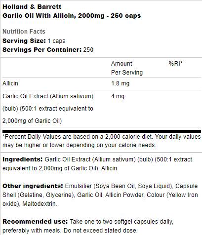 Garlic Oil With Allicin 2000 mg - 250 capsules - Nutra Best Europe