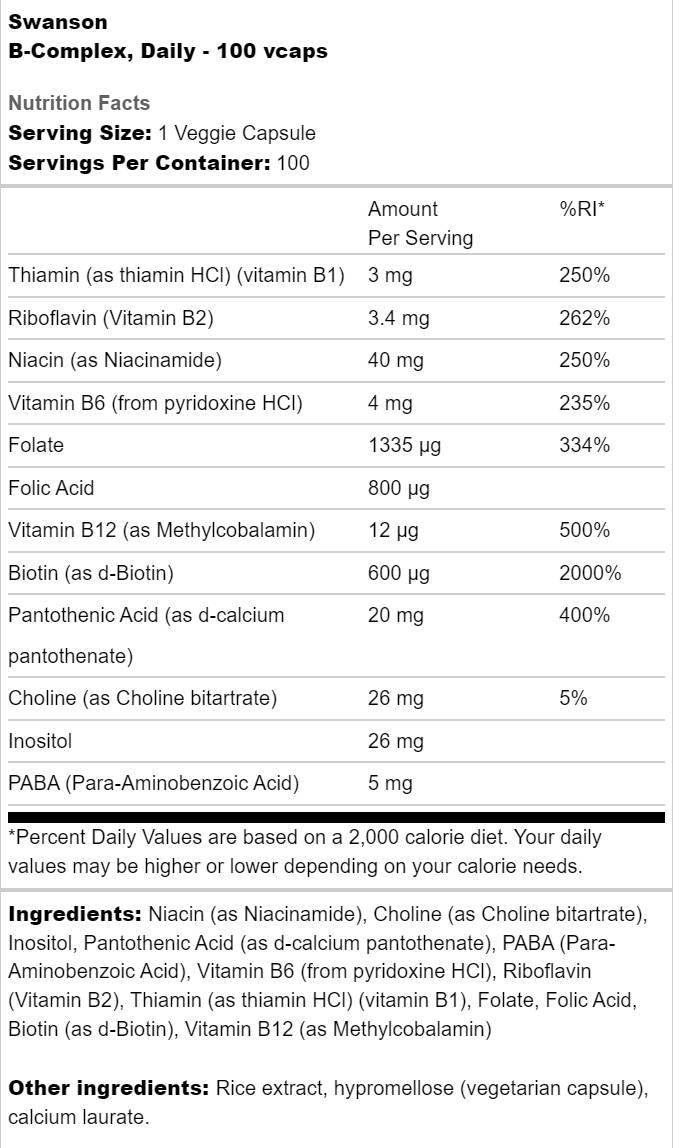 B-Complex Daily 100 capsules - Nutra Best Europe