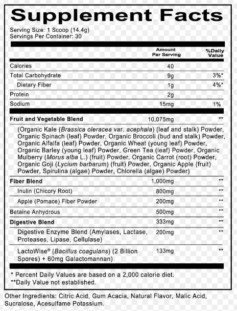 GI Juice | Supergreens Blend + Digestive Enzymes - 450 grams - Nutra Best Europe