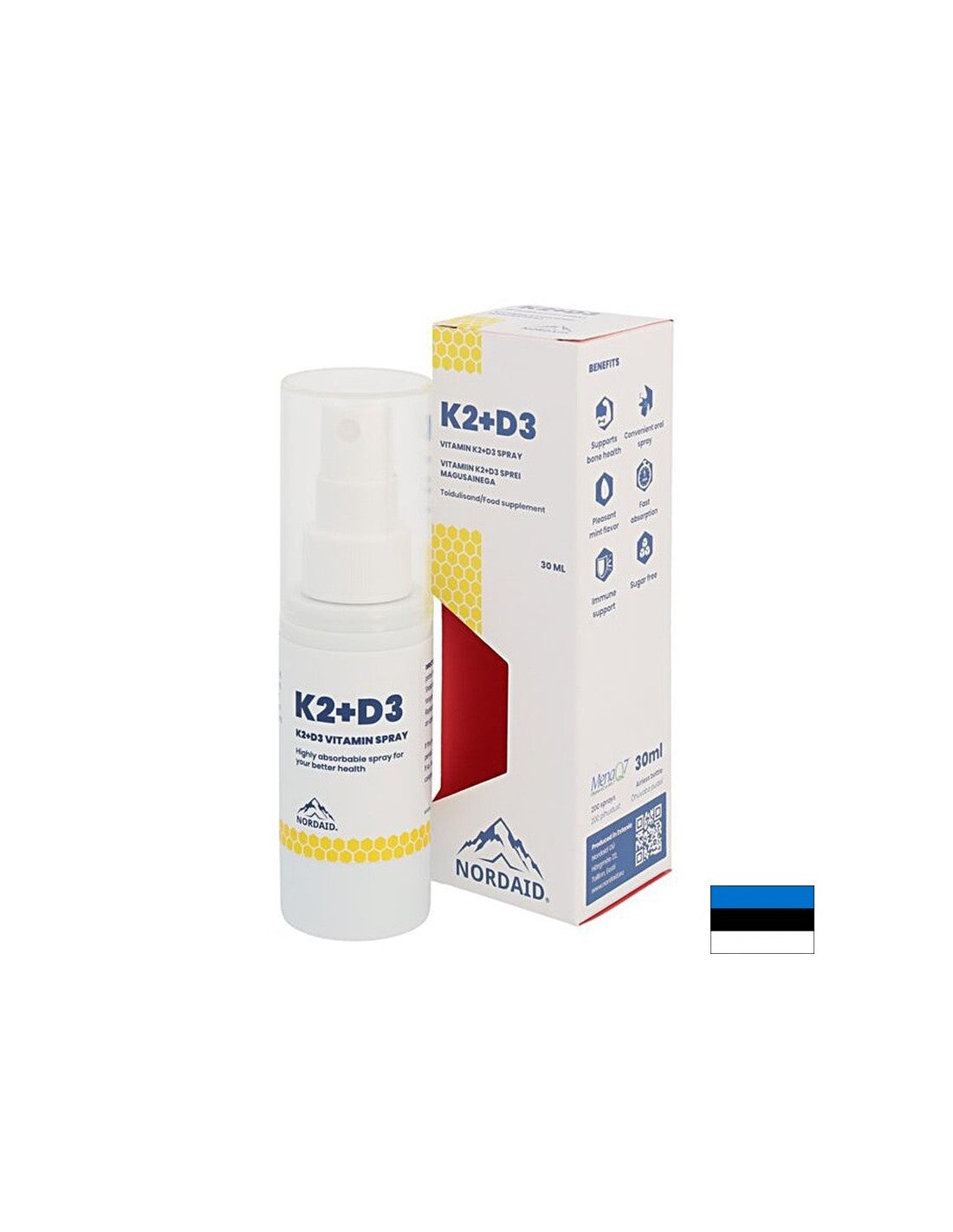 K2-vitamin (20 µg) + D3-vitamin (800 NE) - Szív- és csont egészség, Erős immunitás, Szájspray, 30 ml, 200 fújás