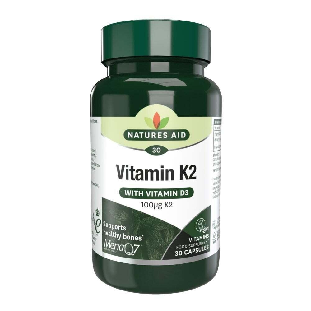 Természetes K2+D3-vitamin (K2+D3-vitamin) 100 mcg 30 kapszula Natures Aid