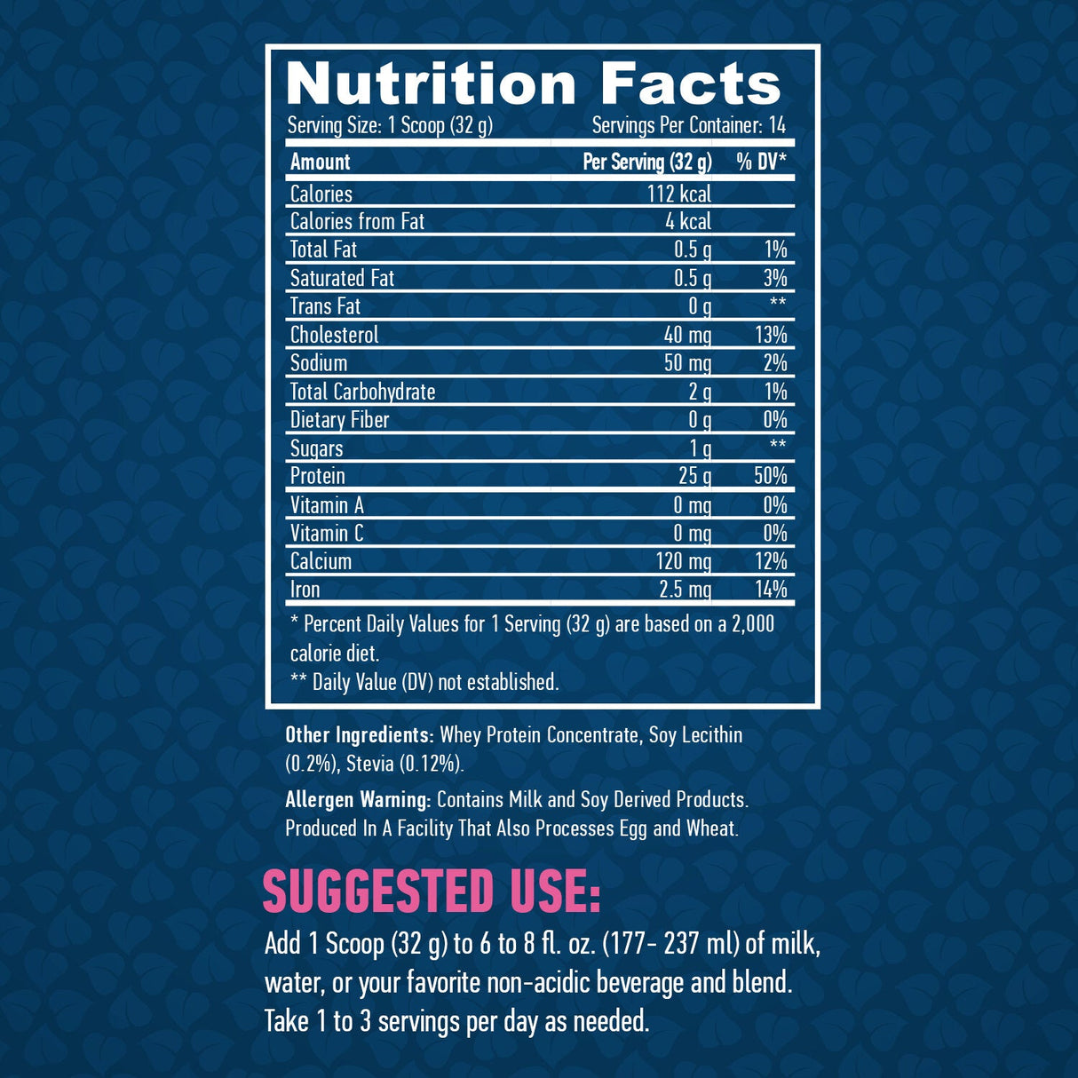 100% Pure All Natural Whey Protein / Stevia - 0.454 kg - Nutra Best Europe