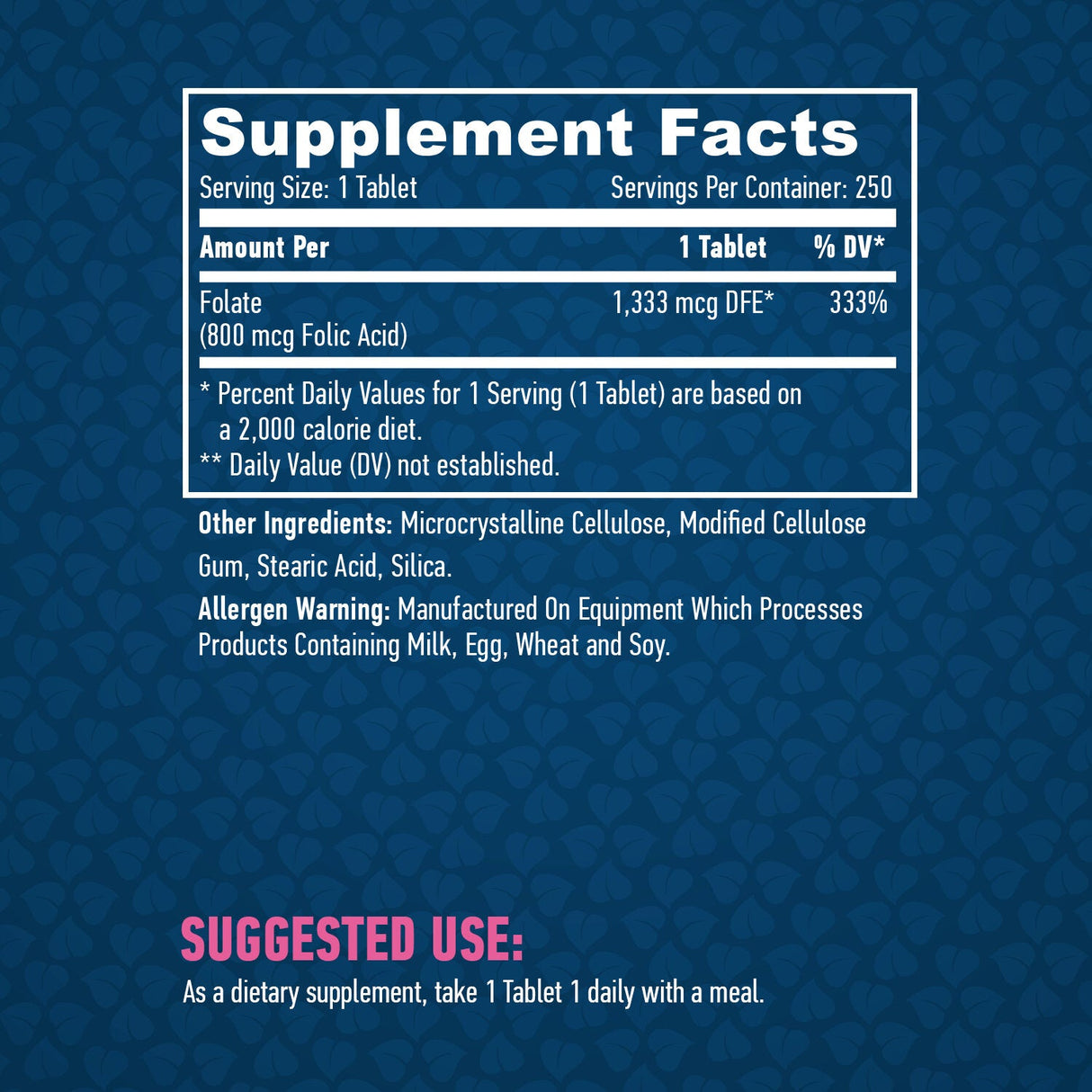 Folic Acid 800mcg. / 250 tabs. - Nutra Best Europe