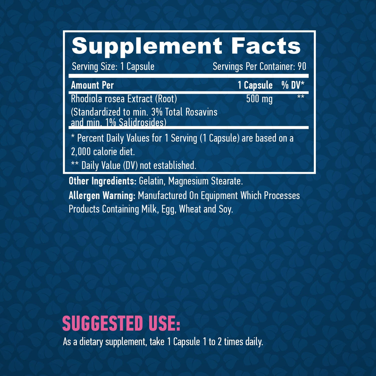 Rhodiola Rosea Extract 500mg / 90 Caps. - Nutra Best Europe