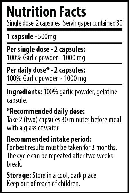 Garlic 60 capsules - Nutra Best Europe