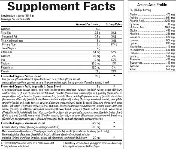 Whole Earth & Sea | 100% Fermented Organic Protein and Greens, Chocolate - 656 grams - Nutra Best Europe