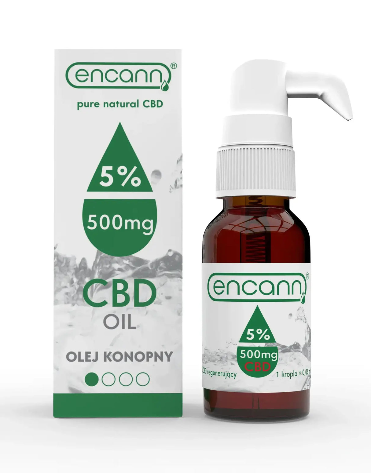 Регенериращо масло CBD 5% 500 мг в 10 мл опаковка Encann Green - Nutra Best Europe