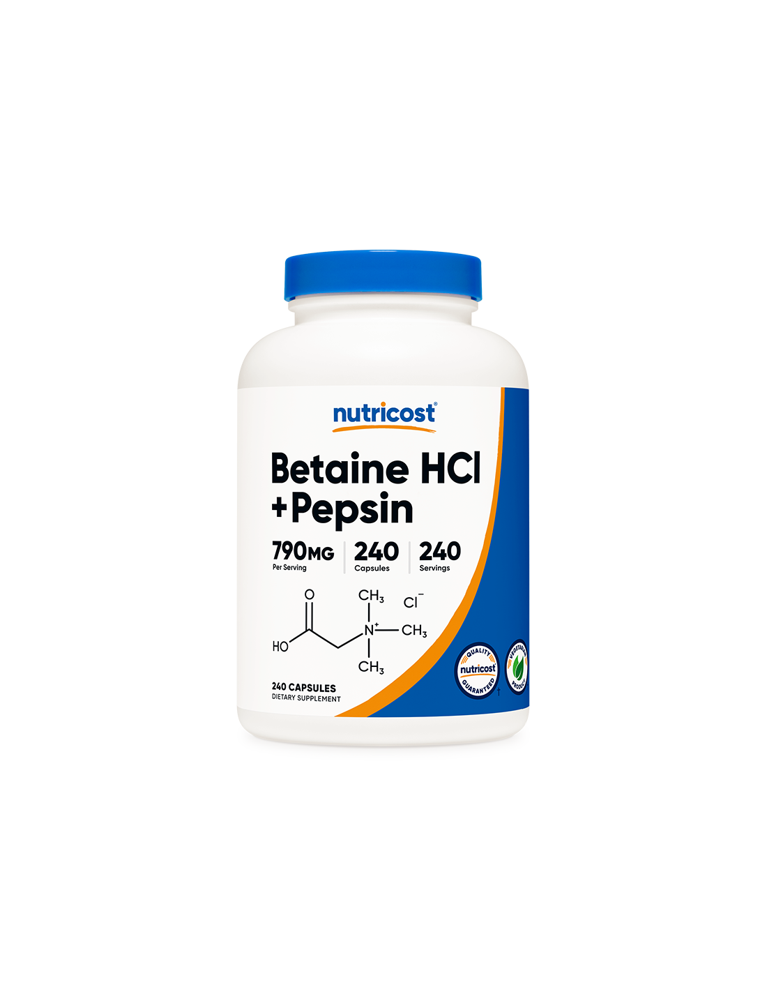Emésztés - Betain-hidroklorid + Pepszin, 240 <tc>Nutricost</tc> kapszulák