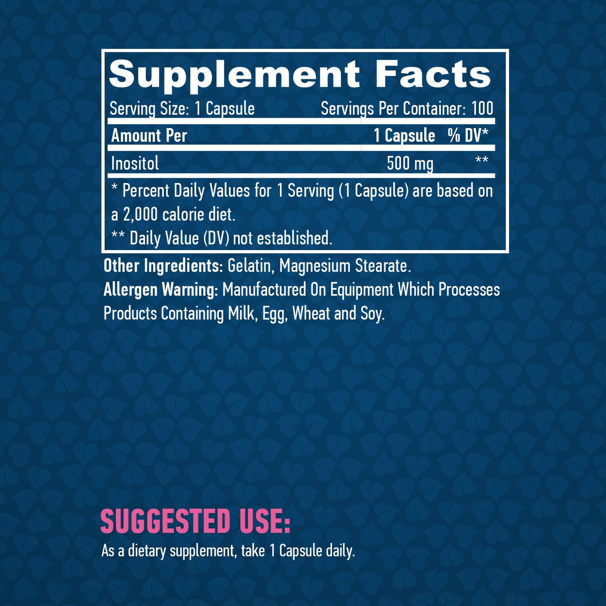 Inositol 500 mg. / 100 Caps. - Nutra Best Europe