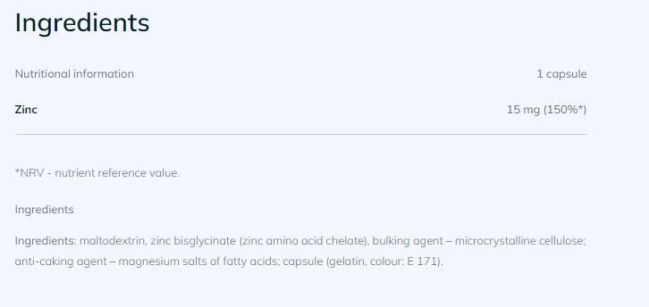 Zinc Chelate / Chela-Zinc 30 Caps OLIMP - Nutra Best Europe