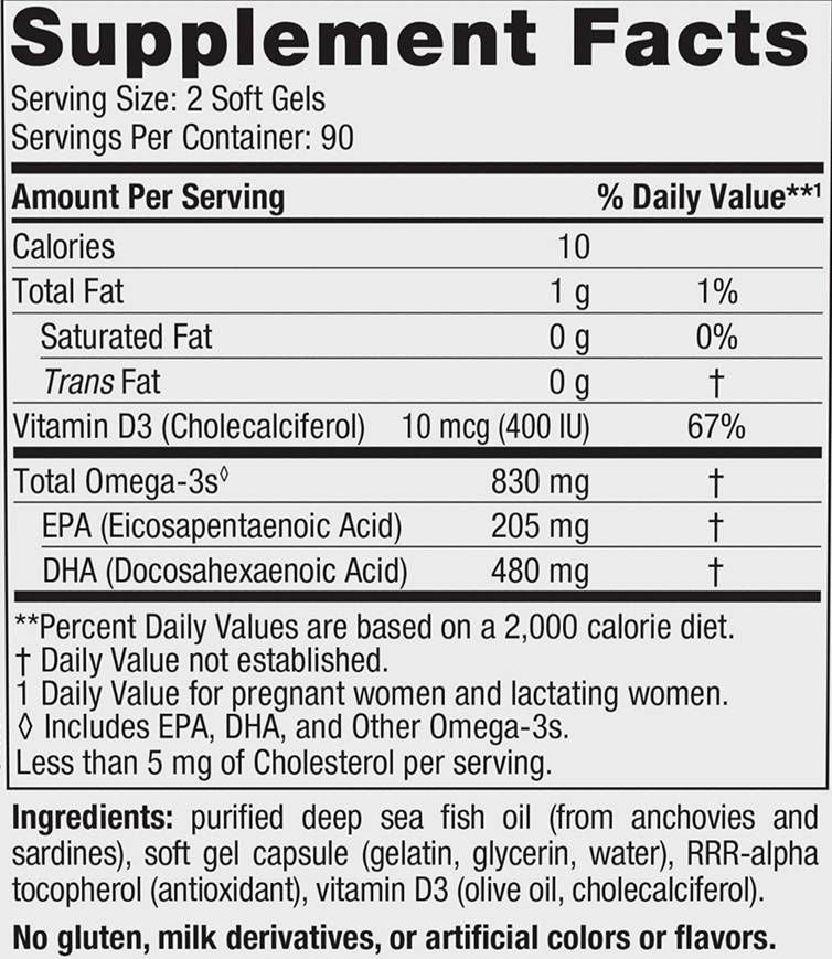 Prenatal DHA 830 mg | With 400 IU D3 - 180 Gel capsules - Nutra Best Europe